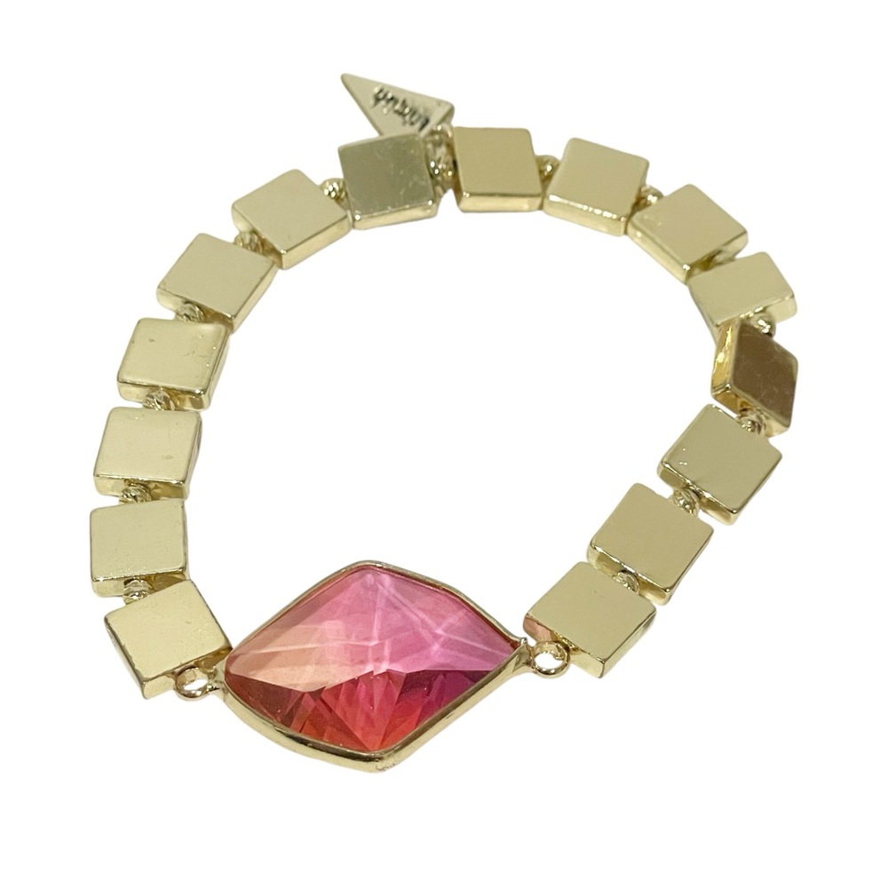 Erimish Gold Tone Pink Stone Stretch‎ Bracelet Jewelry